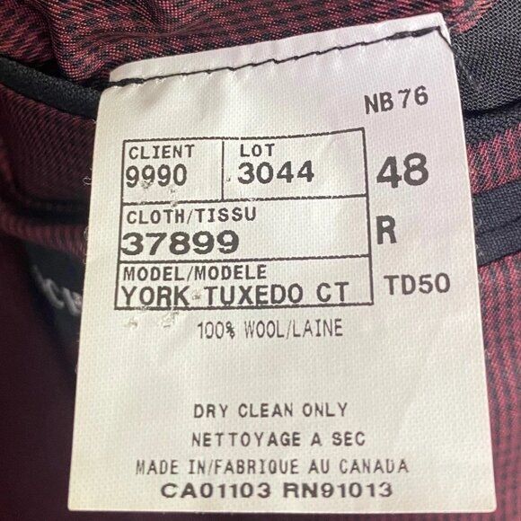 Jack Victor Tuxedo Suit Black York Super 100's Blazer Jacket 48R + Pants 43R - Picture 5 of 15